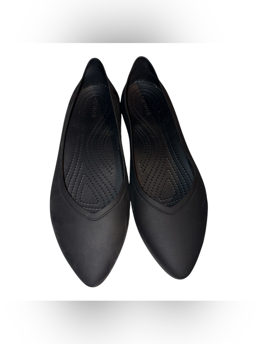 CROCS Women's Black Pointed Toe Ballet Flats
